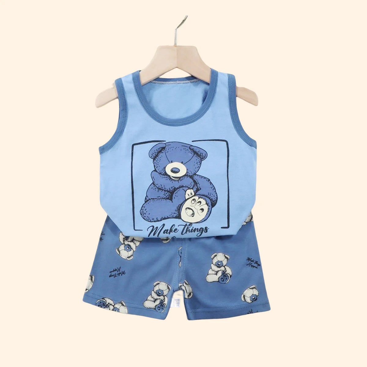 2PCS Children Clothing Vest Suit Children's Sets Summer Cotton T-Shirts Shorts Boys Girls Sleeveless Kids Clothes for baby SPINGHAR