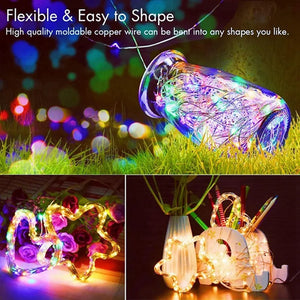 With battery 20 Pack String Fairy Lights Silver Copper Wire Battery Powered Decorations Lights For Wedding Party Christmas Decor SPINGHAR