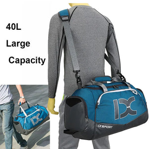 IX 40L Large Gym Bag Fitness Wet Dry Training Men Yoga For Shoes Travel Shoulder Handbags Multifunction Work Out Swimming Bag SPINGHAR