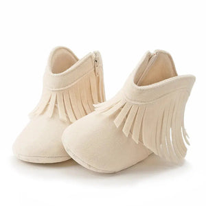 Meckior Baby Booties Vintage Tassel Anti-slip Sole Winter Warm Baby Boys Girls Shoes Snow Booties First Walkers Infant Shoes - SPINGHAR