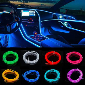 10M/1M/3M/5M Car Interior Led Decorative Lamp Wiring Neon Strip For Auto DIY Flexible Ambient Light USB Party Atmosphere Diode SPINGHAR