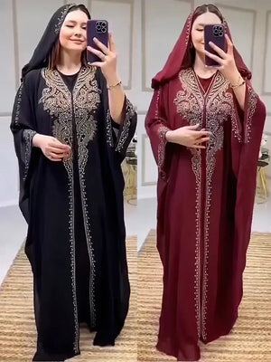 Eid Women's Hooded Abaya 2-Piece Set - SPINGHAR