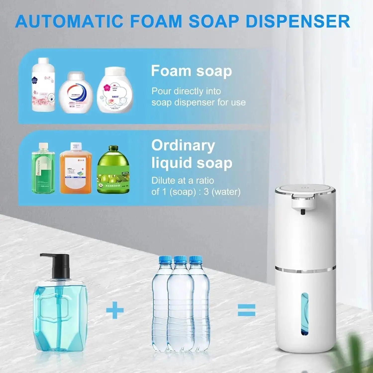 Automatic Soap Dispenser Touchless Foaming Soap Dispenser 380ml USB Rechargeable Electric 4 Level Adjustable Foam Soap Dispenser - SPINGHAR