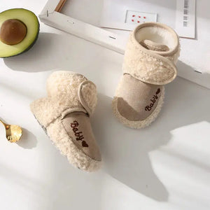 Baby Socks Winter Baby Boy Girl Booties Fluff Soft Toddler Shoes First Walkers Anti-slip Warm Newborn Infant Crib Shoes - SPINGHAR