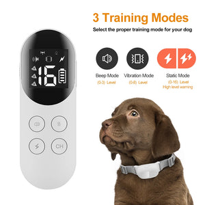 New Dog Trainer Collar Pet Intelligent Remote Control Dog Trainer Barking Stopper Anti barking Electric Shock Collar Waterproof SPINGHAR