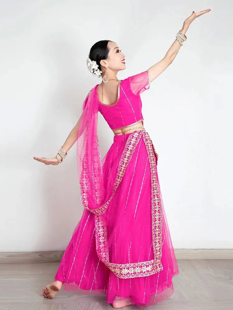 Elegant Women's Pakistani Sari | Traditional Indian Clothing for Parties, Cosplay, and Dance Performances - SPINGHAR