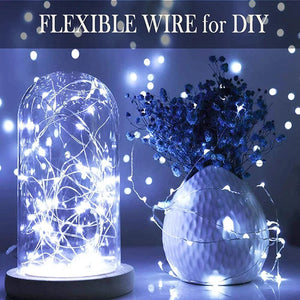 With battery 20 Pack String Fairy Lights Silver Copper Wire Battery Powered Decorations Lights For Wedding Party Christmas Decor SPINGHAR