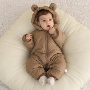 Newborn Baby Romper Winter Thicken Cotton Jumpsuit Infant Onesie Fleece Lining Hooded Rompers for Boy Girl Clothes Kids Outfit - SPINGHAR