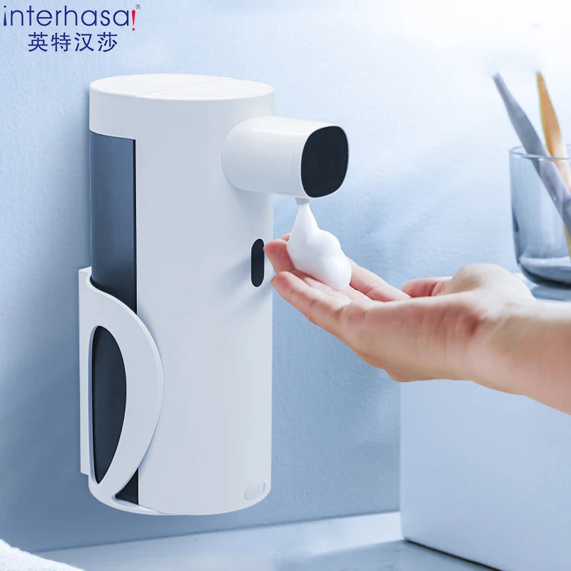 interhasa! Automatic Foam Soap Dispenser 300ML Capaticy Soap Despenser Bathroom Smart Sensor Wahsing Machine with USB Charging SPINGHAR