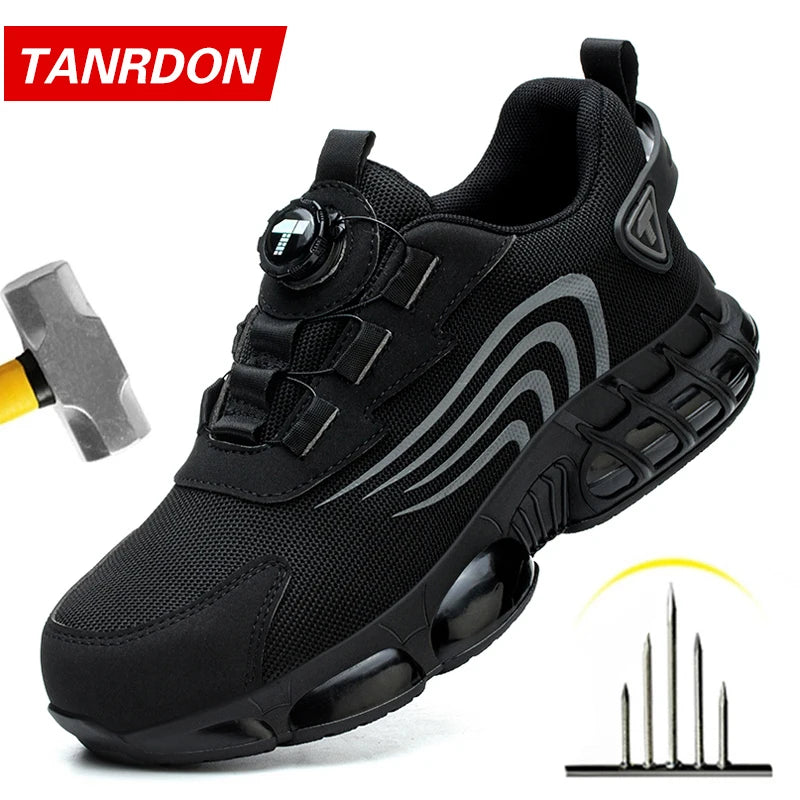 Rotary button new safety shoes for men, anti-impact and anti-piercing work shoes, fashionable men's sports shoes, and safety pro SPINGHAR