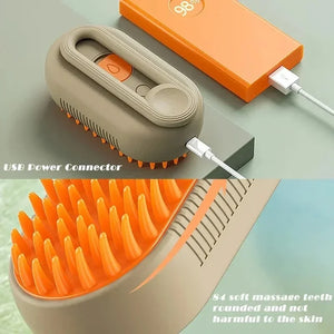 3 in 1 Cat Steam Brush One Touch Spray Pet Hair Removal Tool 360° Rotating Handle Silicone Multifunctional Massage Comb SPINGHAR