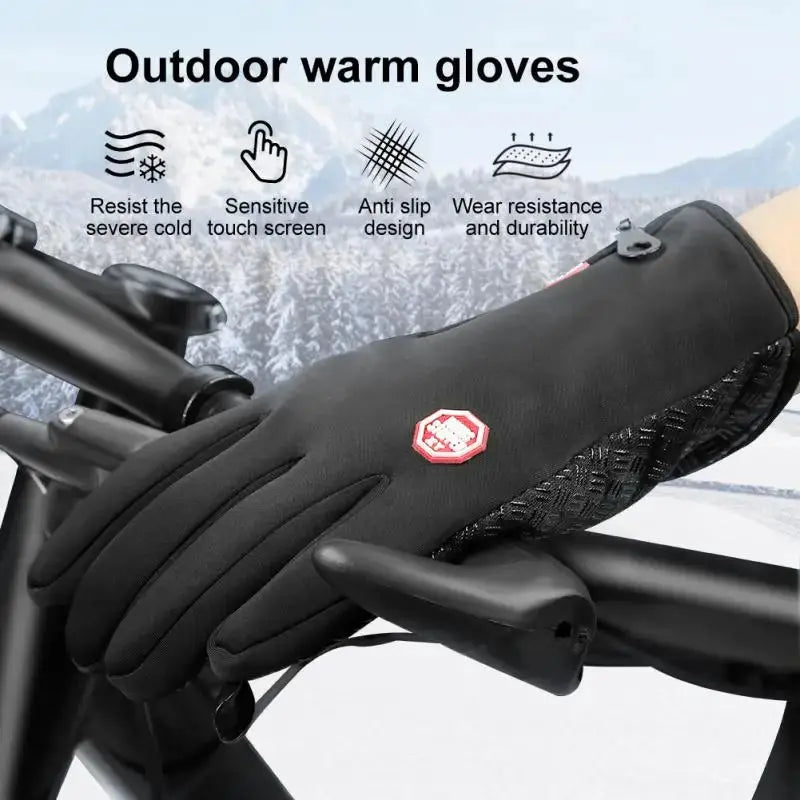 Men’s Winter Gloves: Waterproof Windproof Touchscreen Zipper Gloves for Snowboard and Motorcycle Riding SPINGHAR