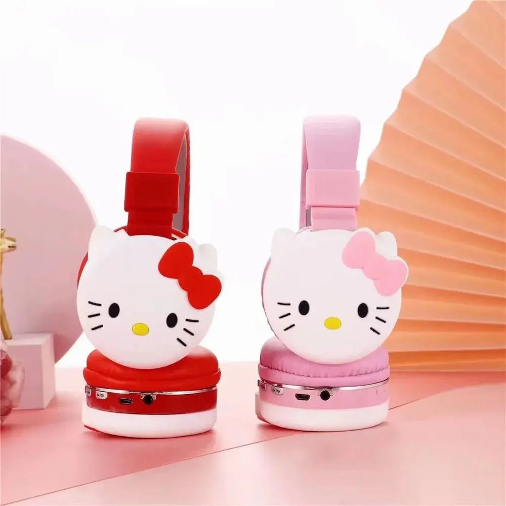 Sanrio Bluetooth Headphone Hello Kitty Wireless Headsets Cartoon Mic Foldable Lightweight Earphone for Phones Laptop Gift Pink - SPINGHAR