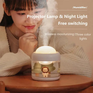 Wireless Projection Lamp & Humidifier - USB Rechargeable Starry Sky Diffuser - SPINGHAR