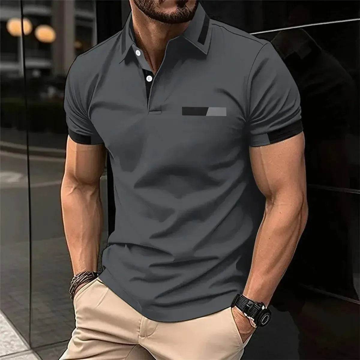 Best-Selling Men's Summer Polo Shirt - Solid Color Short Sleeve Golf Shirt - SPINGHAR