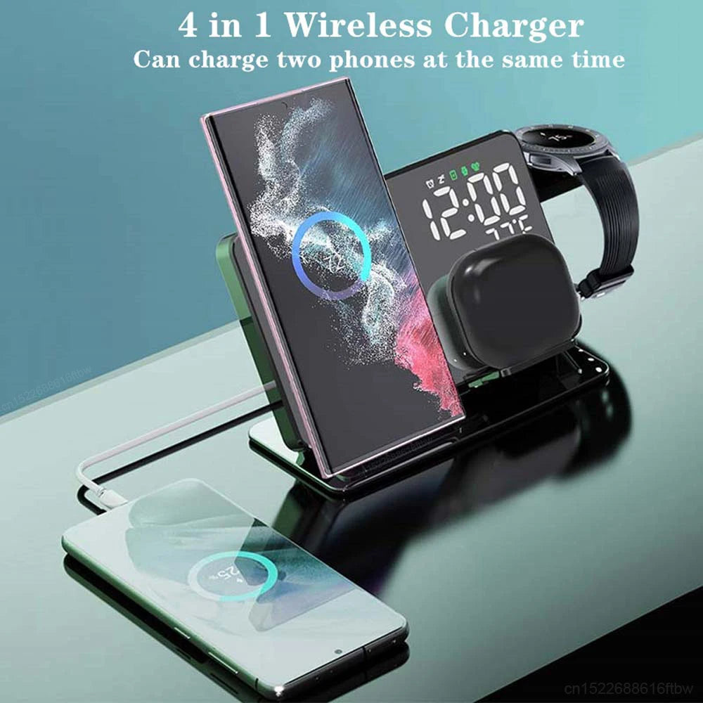 3 in 1 Wireless Charger For Samsung Galaxy Watch 6 5 Pro Fast Charging Station For Galaxy S24 S23 S22 Alarm Clock Chargers Stand SPINGHAR