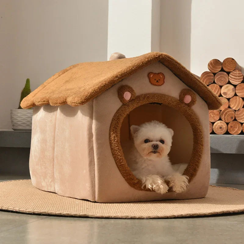 "Foldable Dog House & Cat Bed – Cozy Winter Nest for Small Pets" SPINGHAR