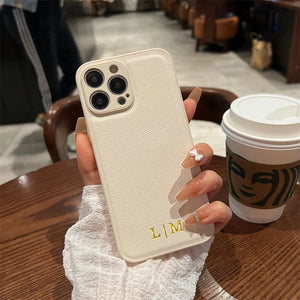 Personalised Customized Name Case For iPhone 16 15 14 13 12 11 Pro Max Initials Letters Leather DIY Cover 13 14 15 16 Pro Max SPINGHAR