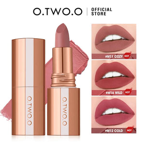 O.TWO.O Matte Lipstick - Long-Lasting Waterproof Velvet Finish - SPINGHAR