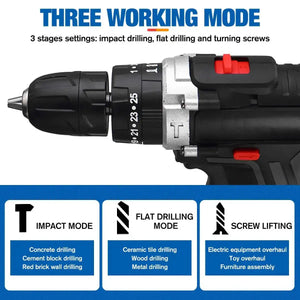 21V Cordless Impact Drill - Mini Screwdriver & Hammer Drill - SPINGHAR