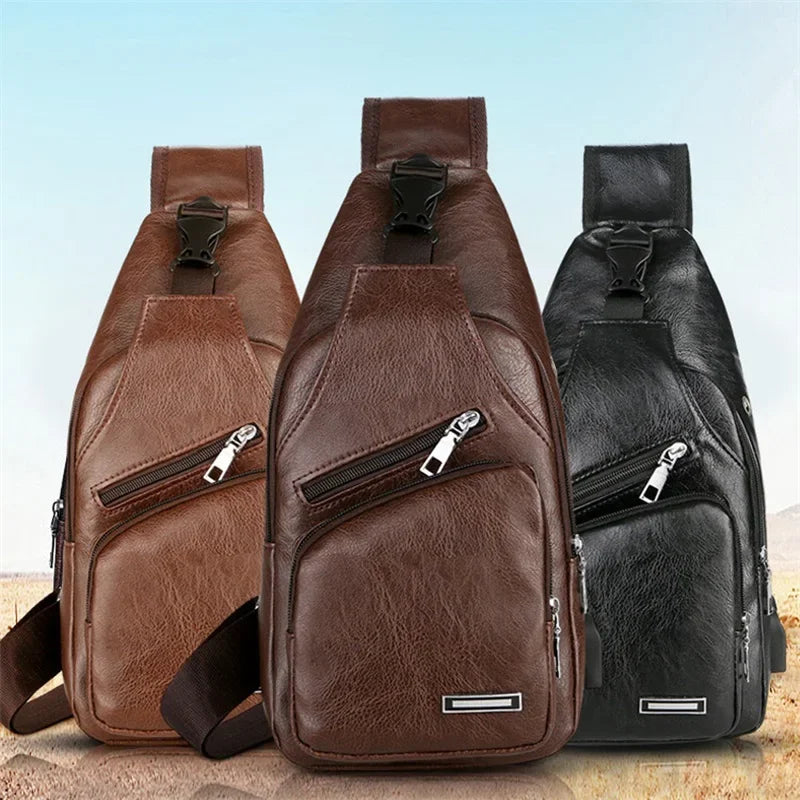 Men's Crossbody Bags Men's USB Chest Bag Designer Messenger Bag Leather Shoulder Bags Diagonal Package 2023 New Back Pack Travel SPINGHAR