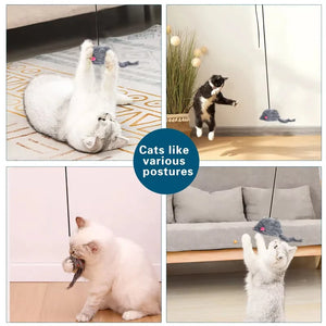 Retractable Cat Feather Toy Hanging Interactive Toys for Indoor Cats Kitten Play Chase Exercise Teaser Catnip Toys SPINGHAR