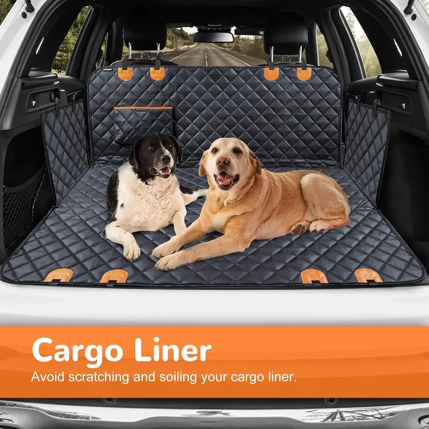 Back Seat Extender for Dogs Dog Car Seat Cover with Hard Bottom Dog Car Seat Bed Waterproof Dog Hammock for Car Pet Backseat SPINGHAR