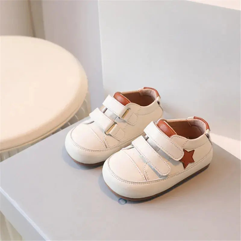 0-5 Years New Baby Shoes Microfiber Leather Toddler Boys Barefoot Shoe Star Soft Sole Girls Outdoor Tennis Fashion Kids Sneakers - SPINGHAR