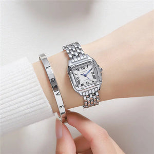 Women's Fashion Square Watches Gold Alloy Strap 2024 Luxury Ladies Quartz Wristwatches Qualities Female Roman Scale Clock - SPINGHAR