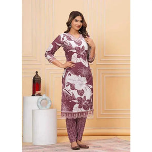 Fully Stitched Cotton Straight Salwar Suit - Indian Kurti with Pant & Dupatta - SPINGHAR