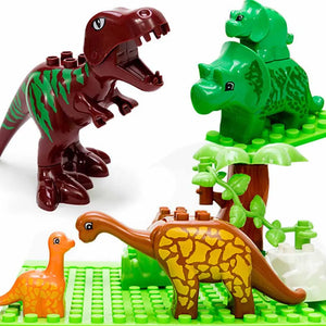 Boxed 43Pcs/lot Dino Valley Building Blocks Sets Large Particles Animal Dinosaur World Model Toys Bricks Compatible Duploed SPINGHAR