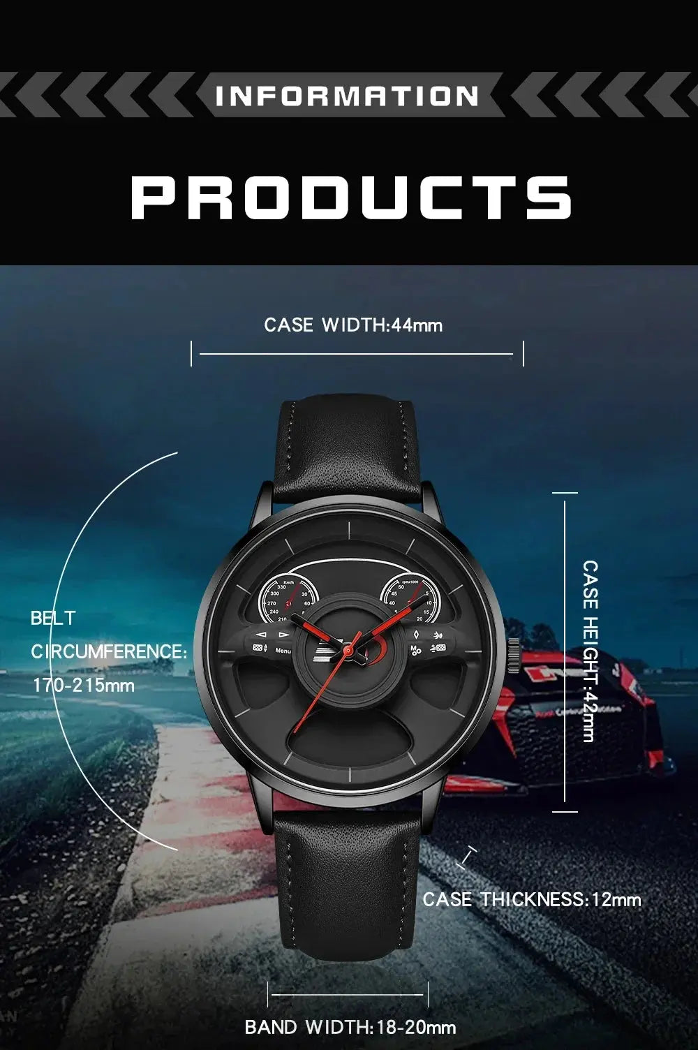 Fashion Sanda Top Brand 1138 New Arrival Leather Band Car Spinning Rim Luxury Men's Custom Design Quartz Waterproof Wheel Watch - SPINGHAR