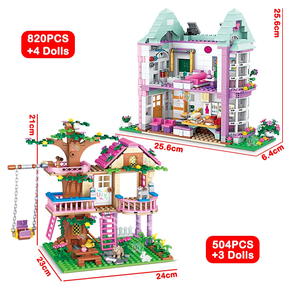 Friends City Tree House Summer Holiday Villa Castle Building Blocks Sets Figures Garden DIY Toys for Kids Girl Birthday Gift SPINGHAR