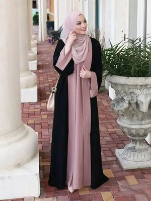 Luxury Ramadan Eid Abaya - Spliced Fake Two-Piece Kaftan for Women - SPINGHAR