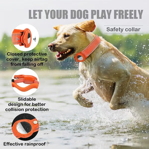 Waterproof Anti-Lost Dog Collar Padded Collars with AirTag Holder GPS Tracker Protective Case Adjustable Collar for Large Dogs SPINGHAR