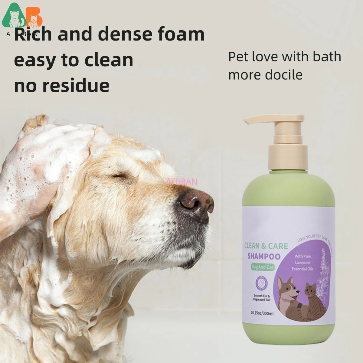 ATUBAN Dog Shampoo and Conditioner,Hypoallergenic Dog Shampoo for Smelly Dogs,Probiotic Pet Shampoo for Dogs,Royal Lavender SPINGHAR