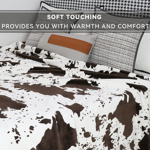 Cute Cow Print Fleece Blanket - Cozy, Soft, and Lightweight Throw for All Seasons SPINGHAR