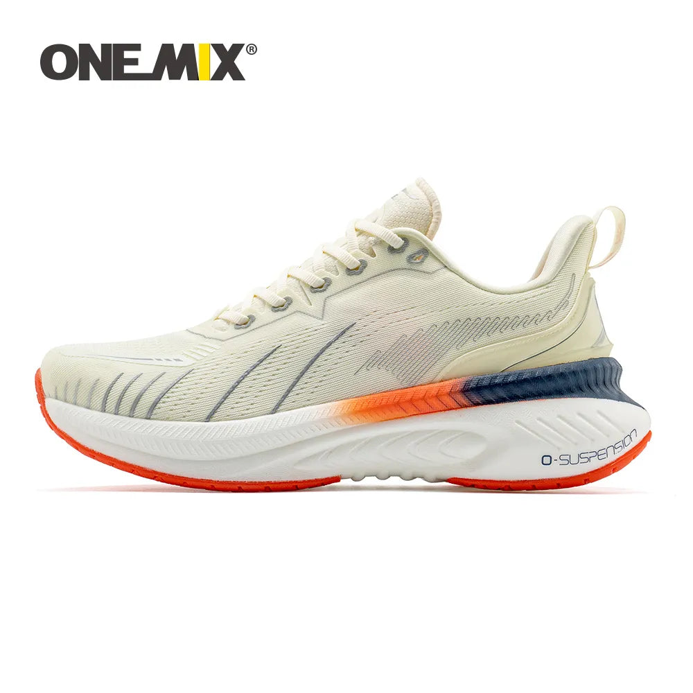 ONEMIX White Road Running Shoes for Men Air Cushion Outdoor Sport Shoes Male Trainers Summer Jogging Shoes Women Footwear SPINGHAR