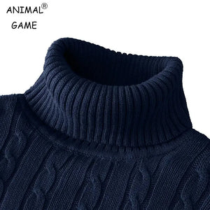 Autum Winter Warm Turtleneck Sweater Men's Casual Rollneck Knitted Pullover Keep Warm Men Jumper Knit Woolen Sweater - SPINGHAR