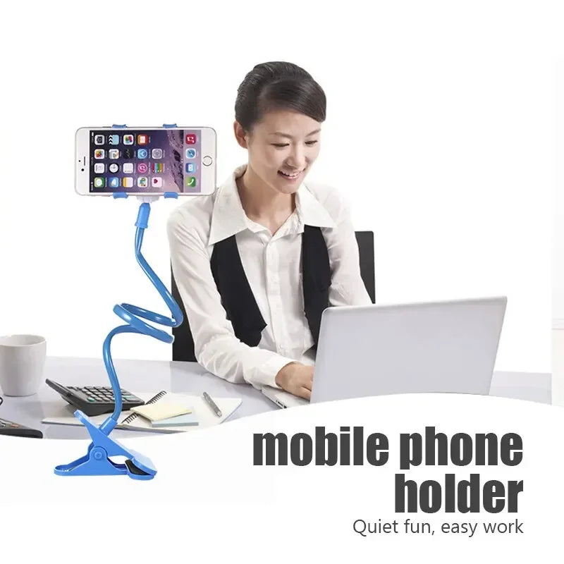 Universal Lazy Bracket Mobile Phone Holder Gooseneck Stand Stents Flexible Bed Desk Table Clip Bracket for Smartphone Holder SPINGHAR