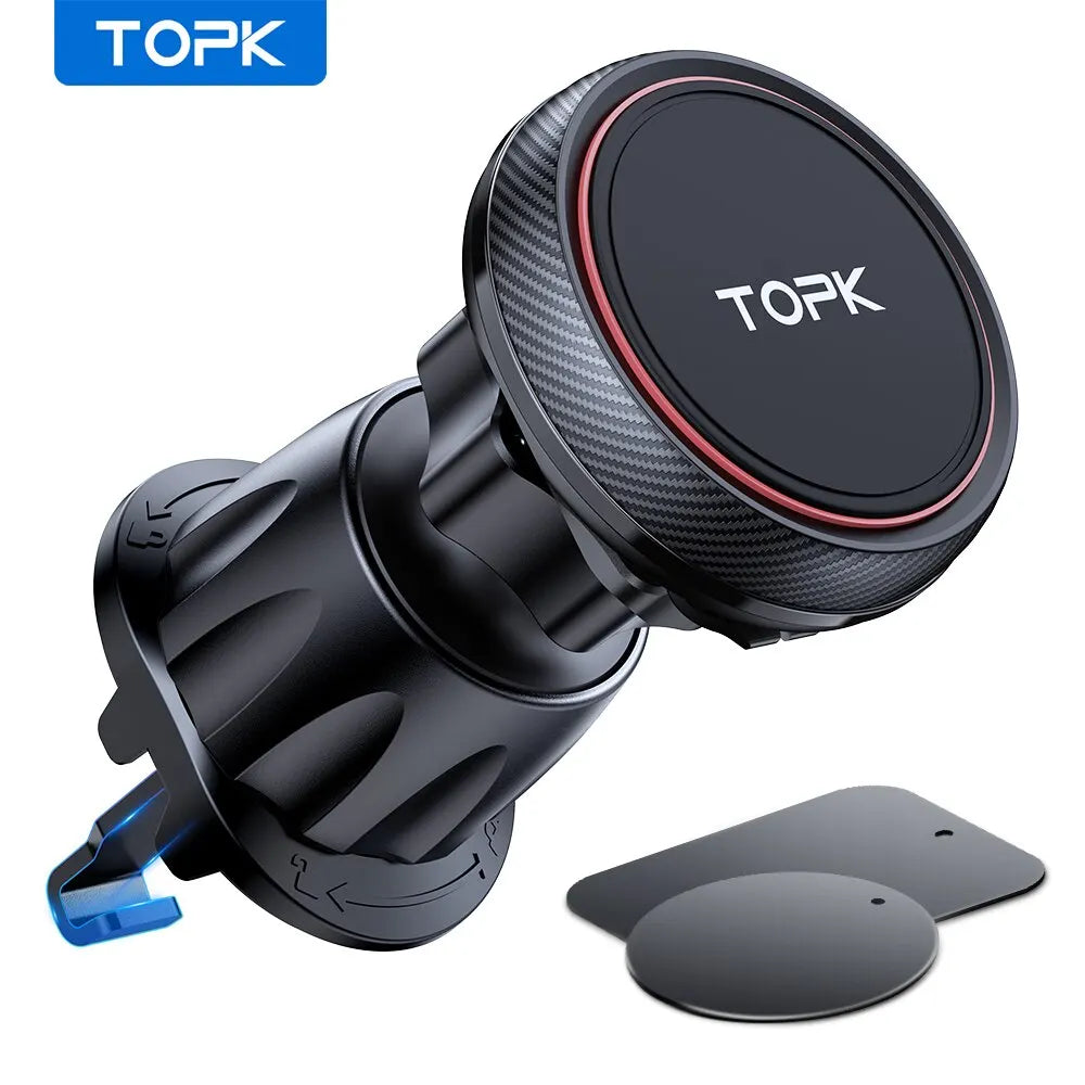 TOPK Magnetic Car Phone Mount in Car Phone Holder Air Vent Magnetic 6 N52 Magnets Universal Mobile Phone Holders for iPhone 15 SPINGHAR