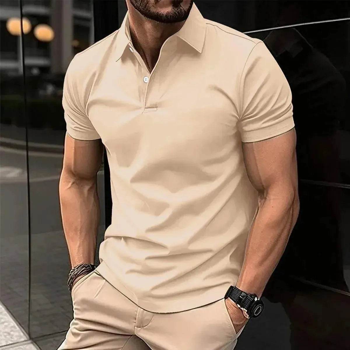 Best-Selling Men's Summer Solid Color Polo Shirt - Slim Fit Business Casual - SPINGHAR