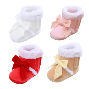 Autumn Winter  Baby Boots kids Girl Boys Winter Warm Shoes Solid Fashion Toddler Fuzzy Balls First Walkers Kid Shoes 0-18M - SPINGHAR