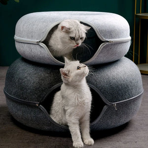 Donut Cat Bed Interactive Tunnel Pet Felt Indoor Toys Cats House Kitten Training Toy Cat Kennel Pets Supplies SPINGHAR