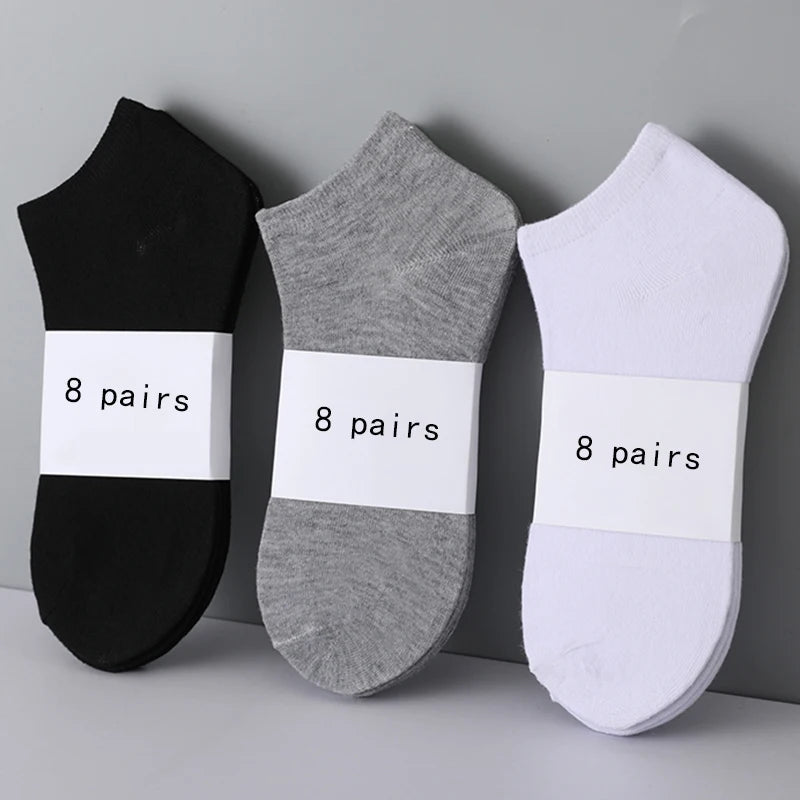 8 Pairs Women/Men Boat Socks Invisible Low Cut Silicone Non-slip Summer No-show Ankle Socks Solid Color Casual Breathable SPINGHAR