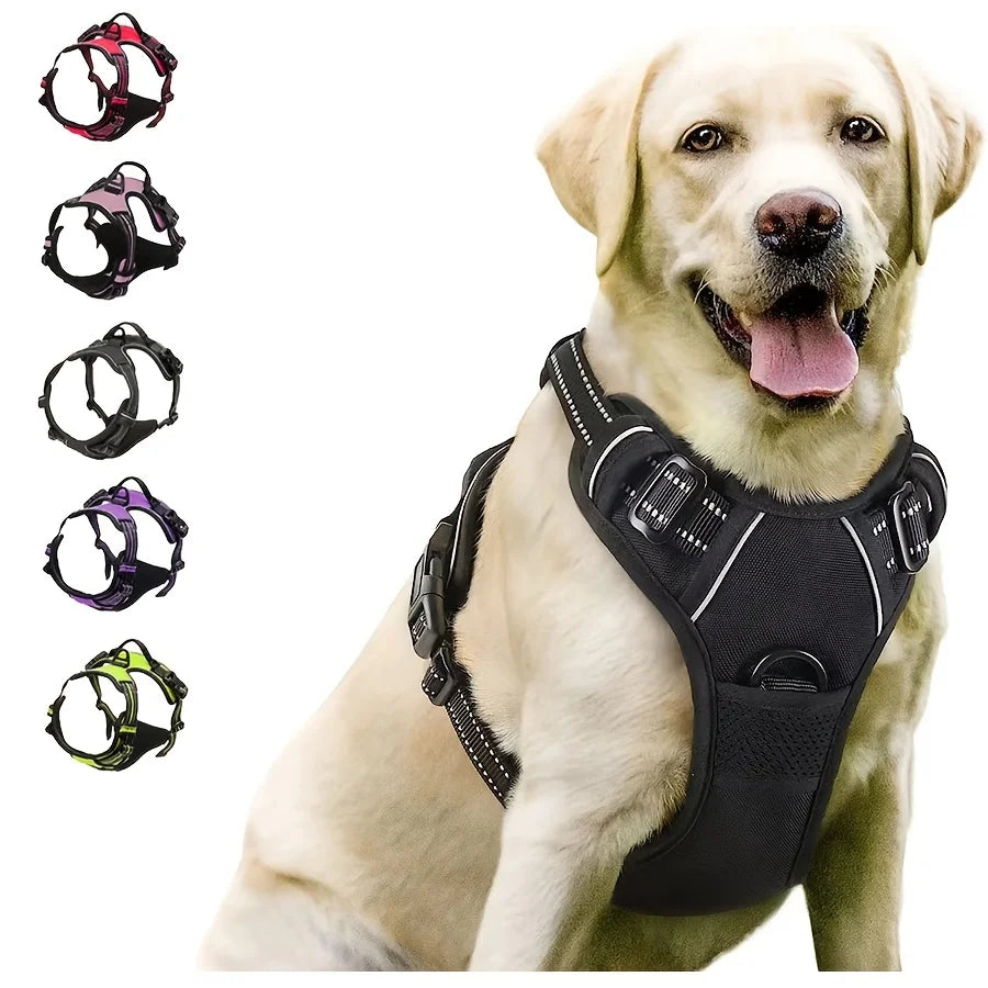 No Pull Dog Harness Front Clip Heavy Duty Reflective Easy Control Handle for Large Dog Walking SPINGHAR