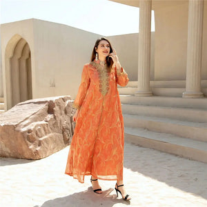 Embroidered Sequin Abaya for Women - Dubai Jalabiya Kaftan - SPINGHAR