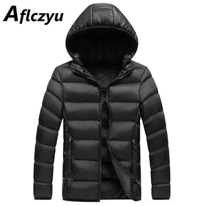 Padded Jacket Men Winter Light Parkas Fashion Casual Solid Color Parkas Warm Thick Jacket Male Waterproof Caot Black SPINGHAR