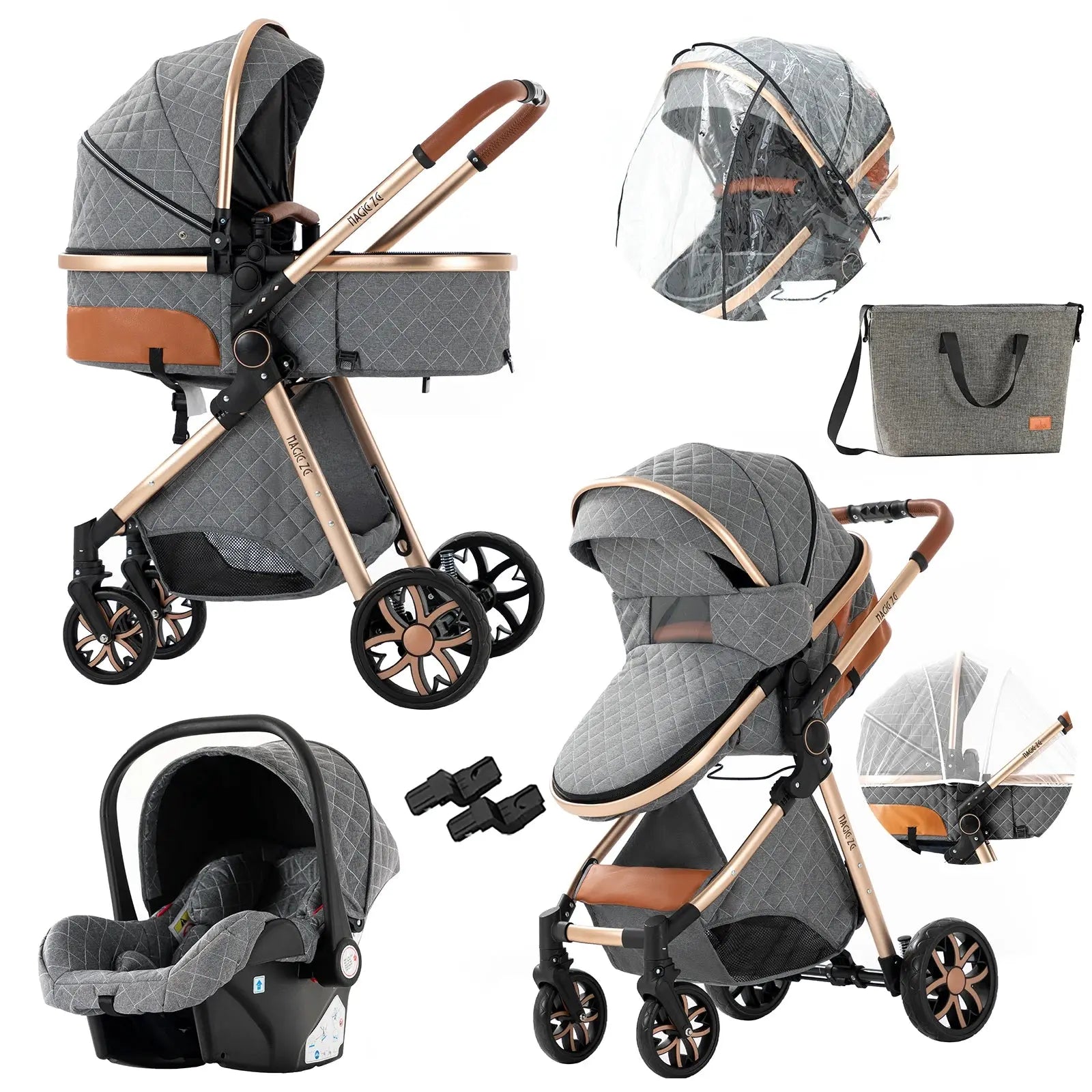 Baby stroller 3 in 1 stroller baby carriage  lightweight stroller Mother kids baby carts  High landscape stroller travel pram - SPINGHAR