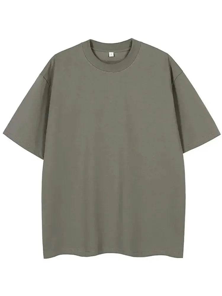 260G Heavy Cotton Oversized Summer T-Shirt for Men - Korean Fashion Short Sleeve - SPINGHAR